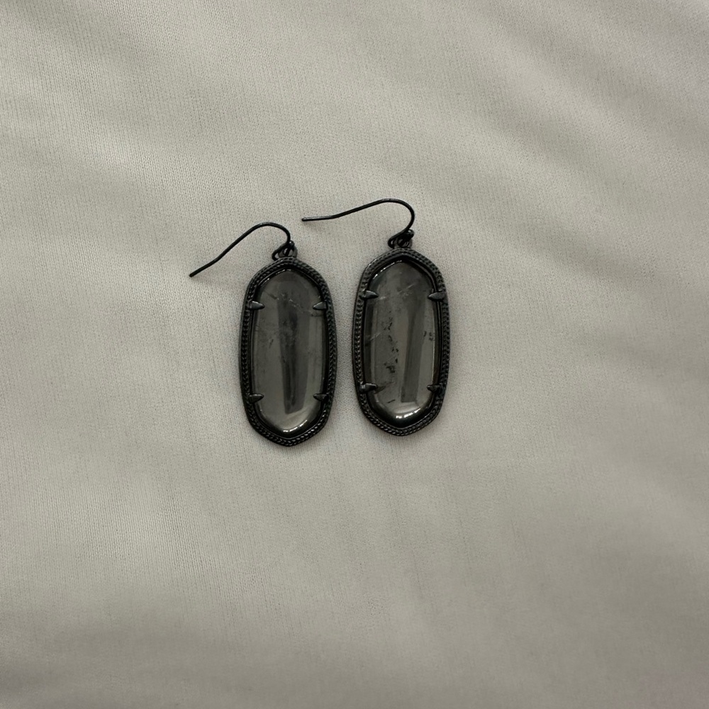 Black Oval Drop Earrings
